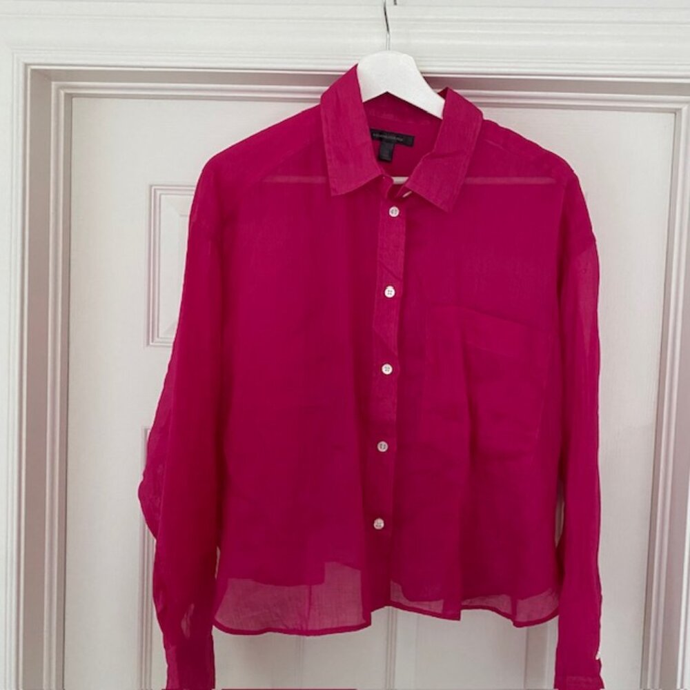 Banana Republic Sheer Hot Pink Shirt